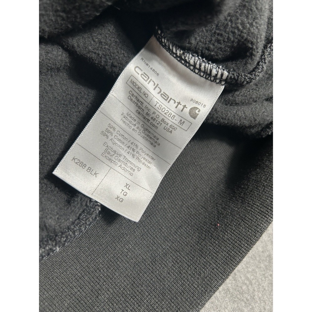 Carhartt Loose Fit Hoodie Men's XL Black Sleeve Logo Spellout Pocket Sweatshirt - Picture 4 of 9